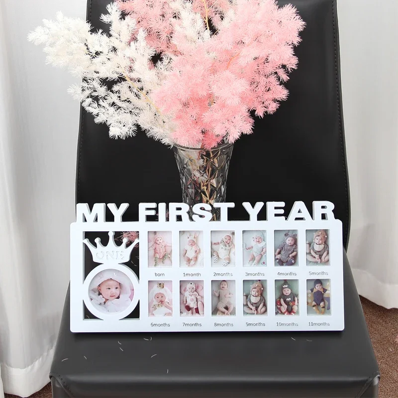 Newborn photo frame 0-12 months growth milestone commemorative photo frame PP plastic material can be used as photography props