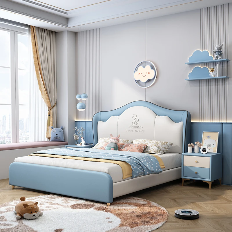 Design Princess Soft Bed Modern Luxury Wood Girls Boys Children Beds Frames Loft Camas De Dormitorio Furniture For Bedroom