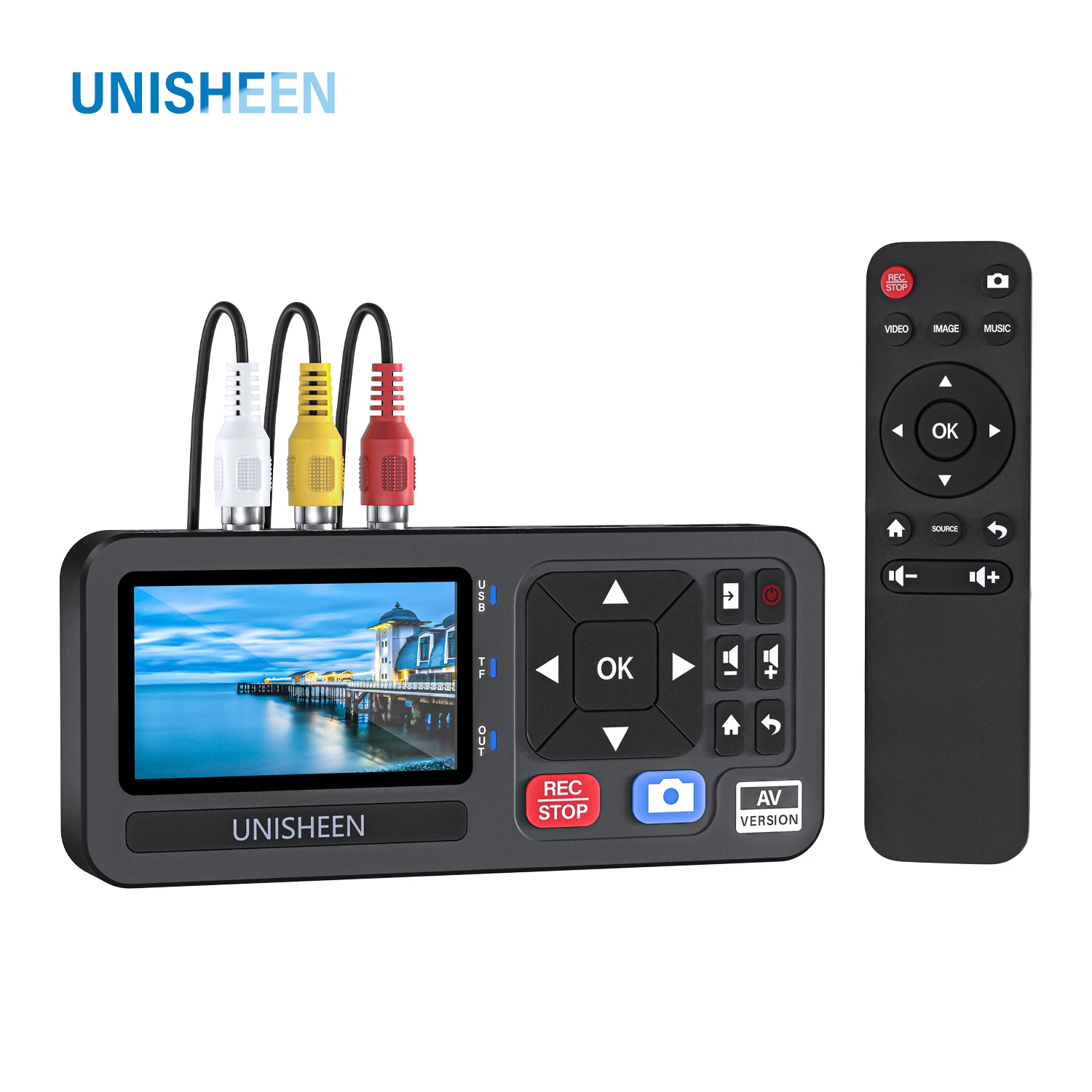 Unisheen ur230a analoge cvbs rca svideo kamera usb band vcr vhs aufnahme karten box mp3 video recoder