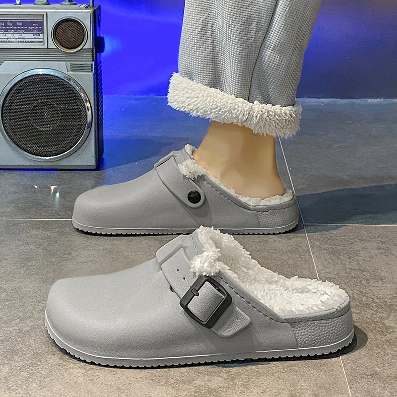 Waterproof Slipper Men\'s Slippers Couple Women Home Shoes Add Velvet Non-Slip Wear-resistant Indoor Unisex Soft and Comfortable