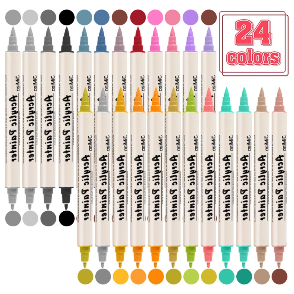 12/24/36 PCS Colored Acrylic Art Marker Sketching Manga Markers Drawing Set Double head Watercolor Paint Pen Stationery Supplies