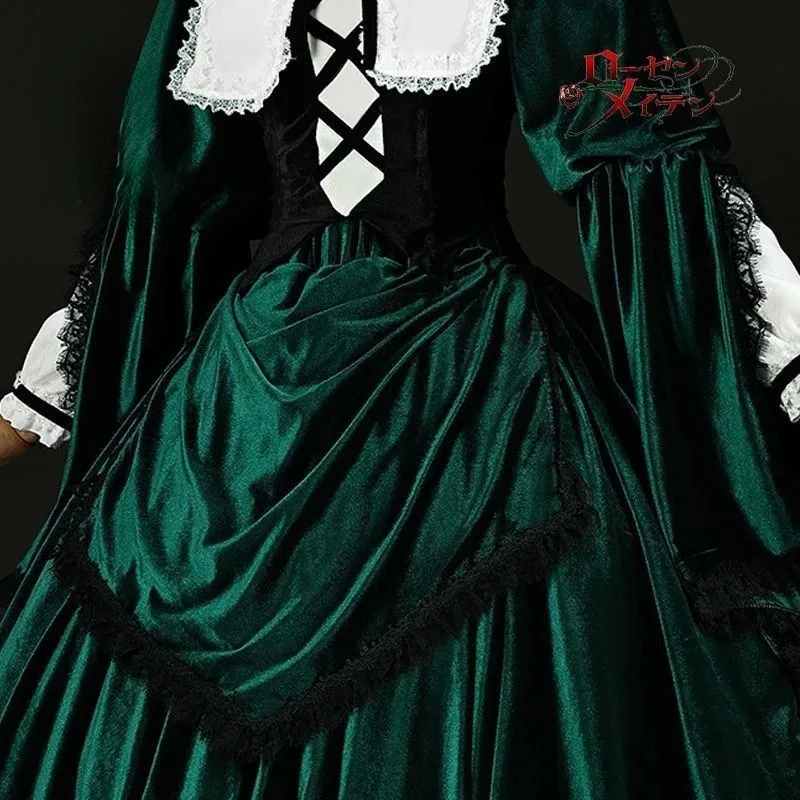 Disfraz de cosplay de anime Rozen maid suiseiseki, vestido verde, vestido de niña Lolita, conjunto de accesorios de ropa, trajes de Carnaval para fiesta de escenario