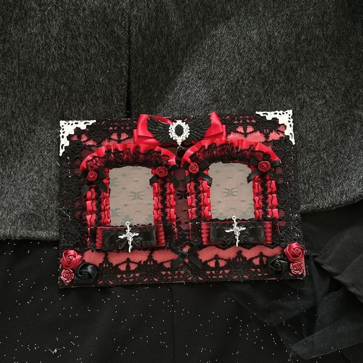 

Gothic ita bag accessories ribbon Rose Cross Itabag Insert Itabag Decoration Card Holder Decorative badge Organizer Board
