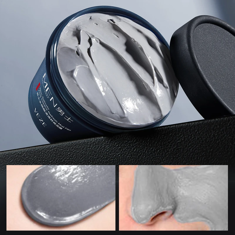 قناع طين لتنظيف حمض الساليسيليك للرجال، قناع منعش ذو ملمس ناعم للتحكم في الزيت، قناع تقشير، تنظيف عميق، تنقية المسام