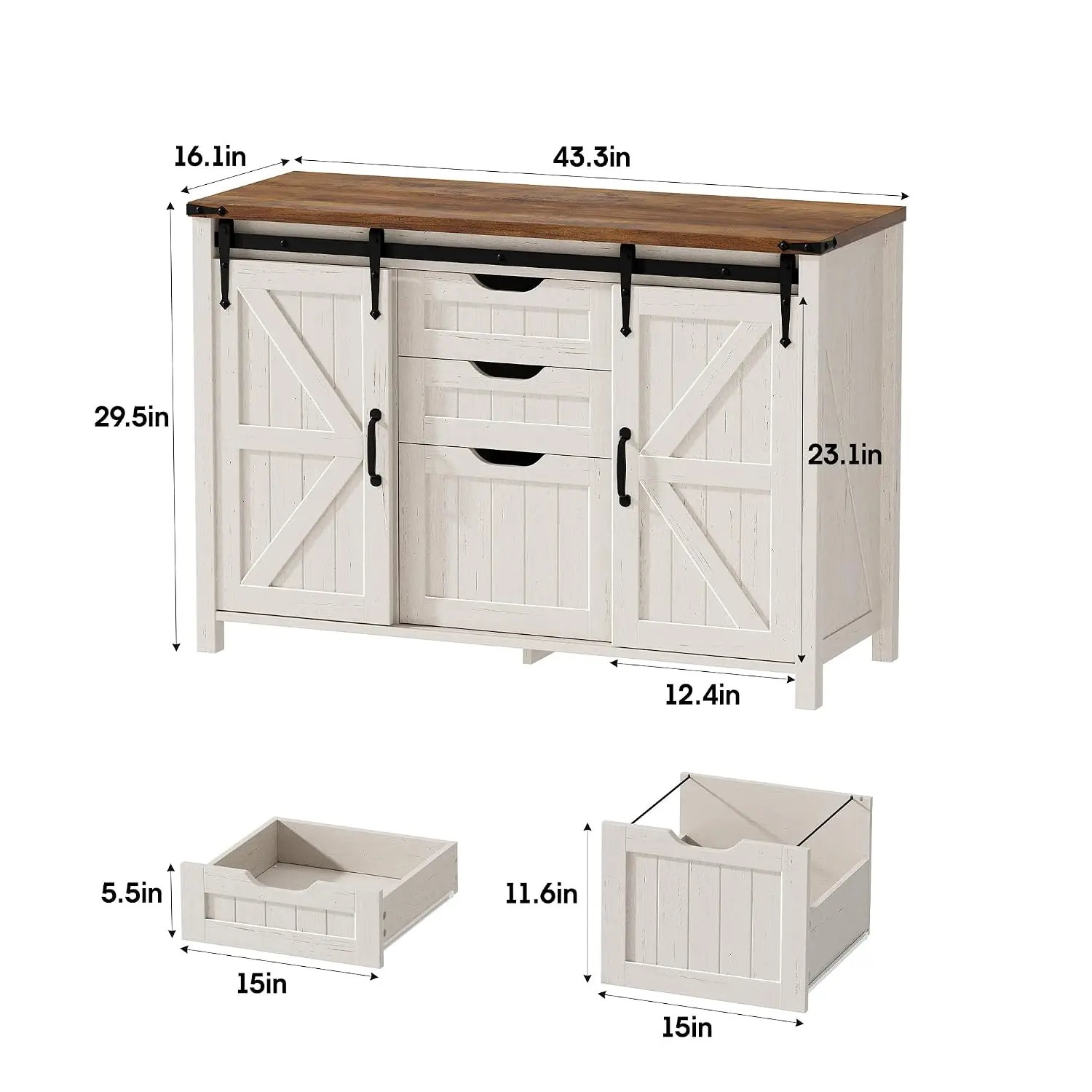 Farmhouse File Cabinet Sliding Barn Door 43.31