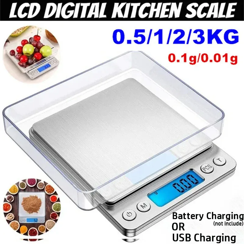 Balança de Cozinha Digital com Mini Bolso Jóias de Precisão Balança Eletrônica Alimentos Cozimento Gadgets 1pc Aço Inoxidável