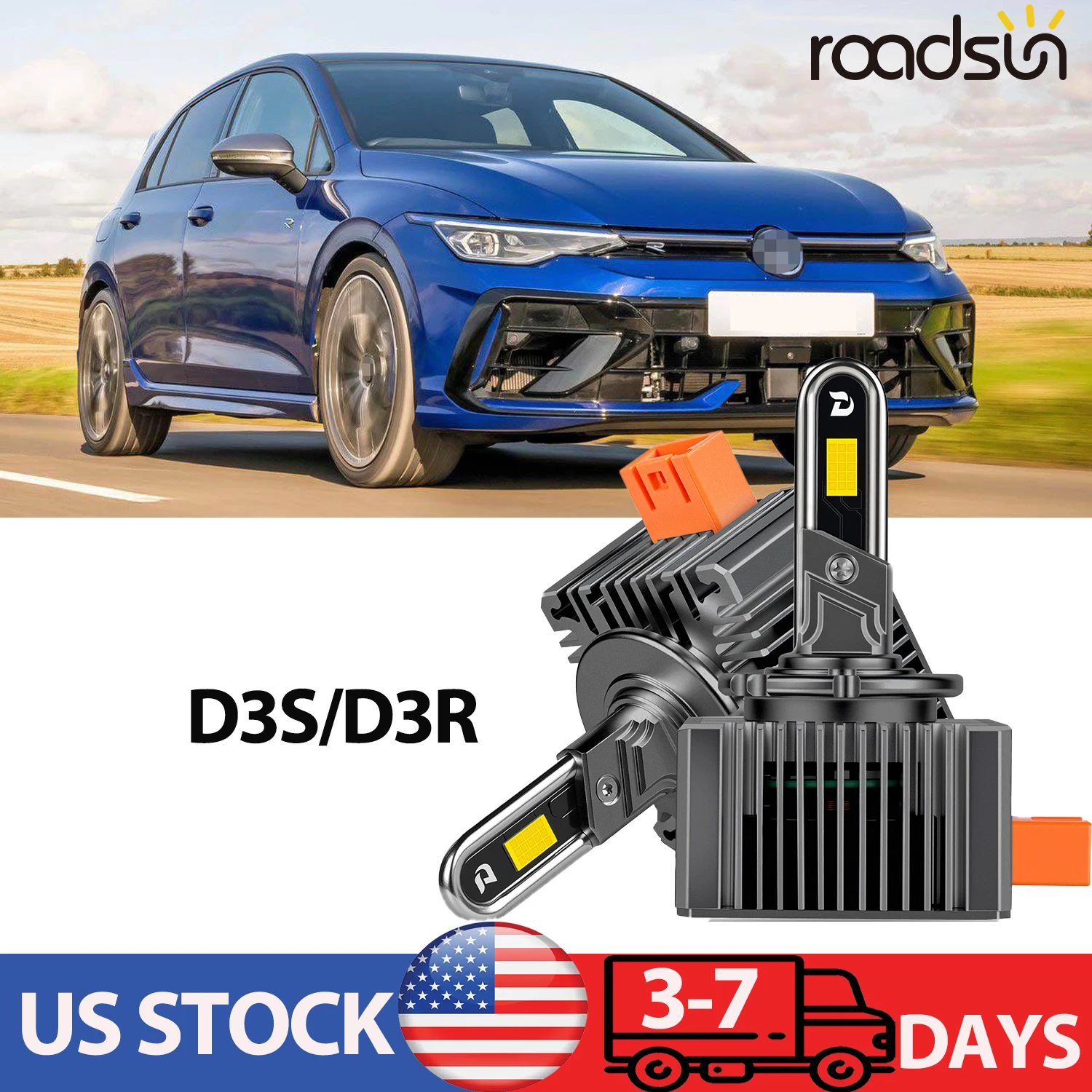 Roadsun D3S D3R LED Headlight Bulbs 80W 15000LM 9980 CSP Chips Turbo Fan LED Car Headlamps DC12V IP68 Waterproof Xenon Headlight Bulbs Replacement