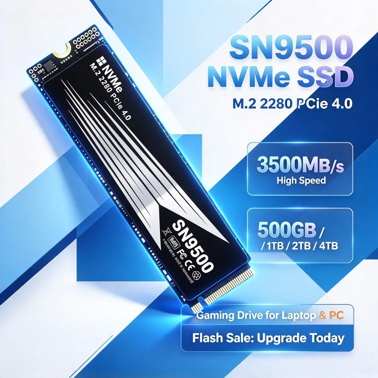 Gaming Drive SN9500 SSD M.2 NVMe Internal Solid State Drive High Speed 3500MB/s PCIe 4.0 Works for PS 5 Laptop PC Hard Disk