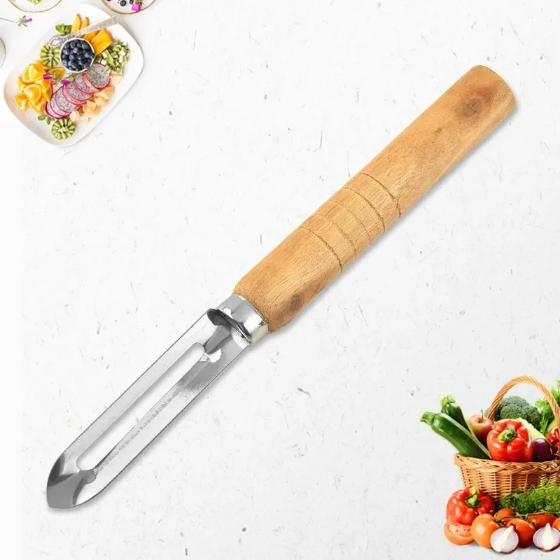 1pc Stainless Steel Peeler For Apple Tomato Pear Vegetable Potato Peeler Wooden Handle for Apple Potato Peeler Fruit Peeler