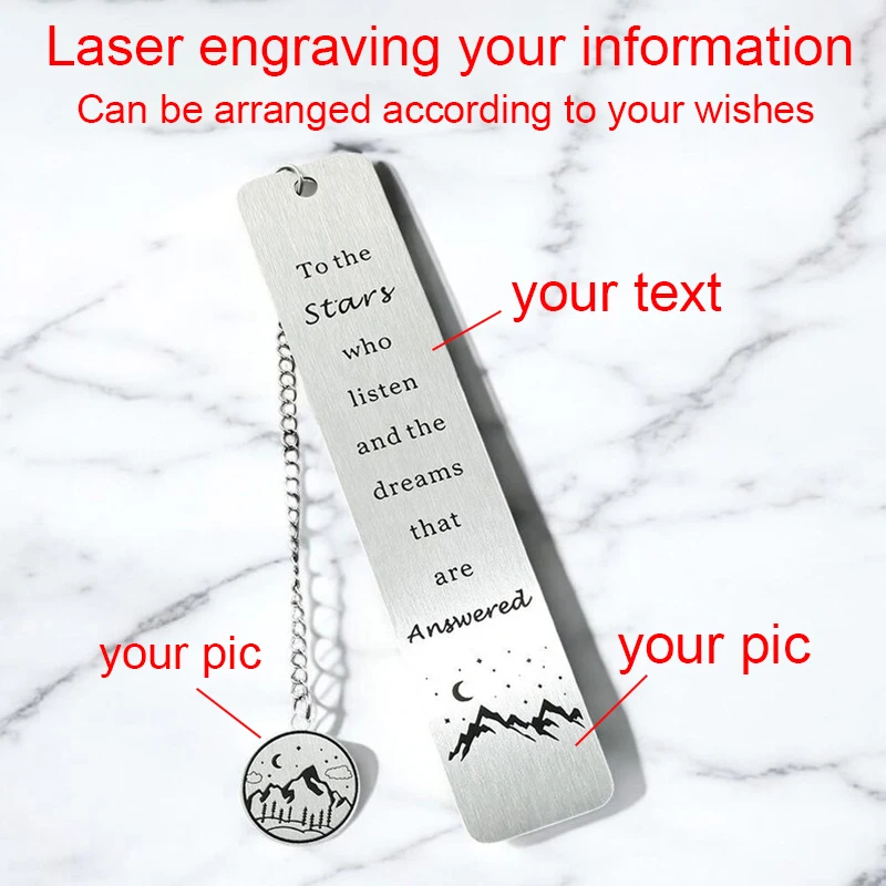 Customized Book Marks Personlized Stainless Steel Jewelry Pattern And Text 33 Fonts Adjustable Size Unisex Bookmark Custom Gift