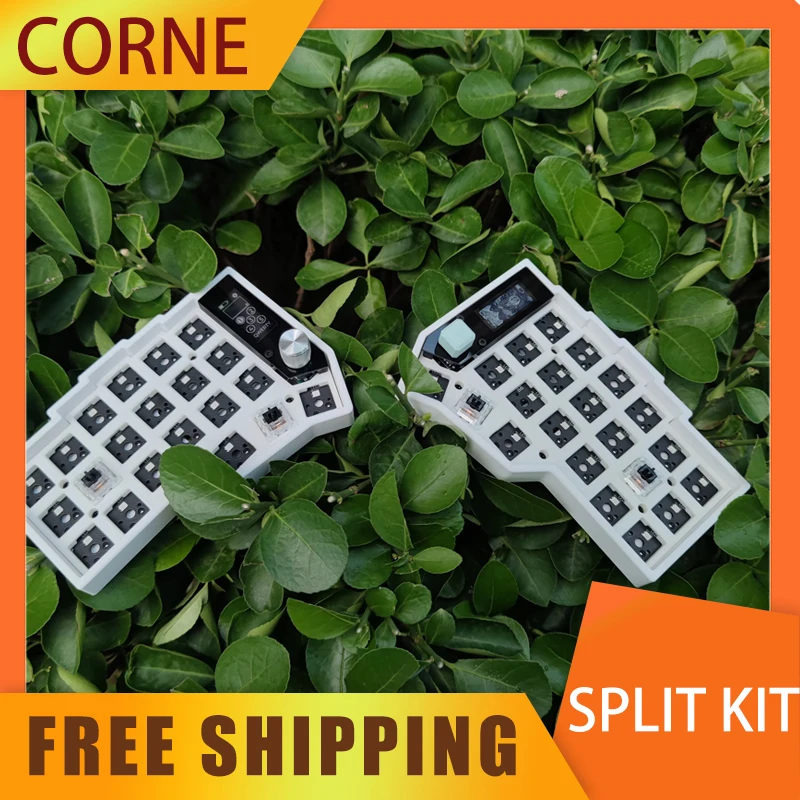 

Corne Split Keyboard Kit With Knob Wireless Pcb Screen Rgb Hot Swap Customized Mechanical Keyboard Kit For Zmk No Switch Keycap