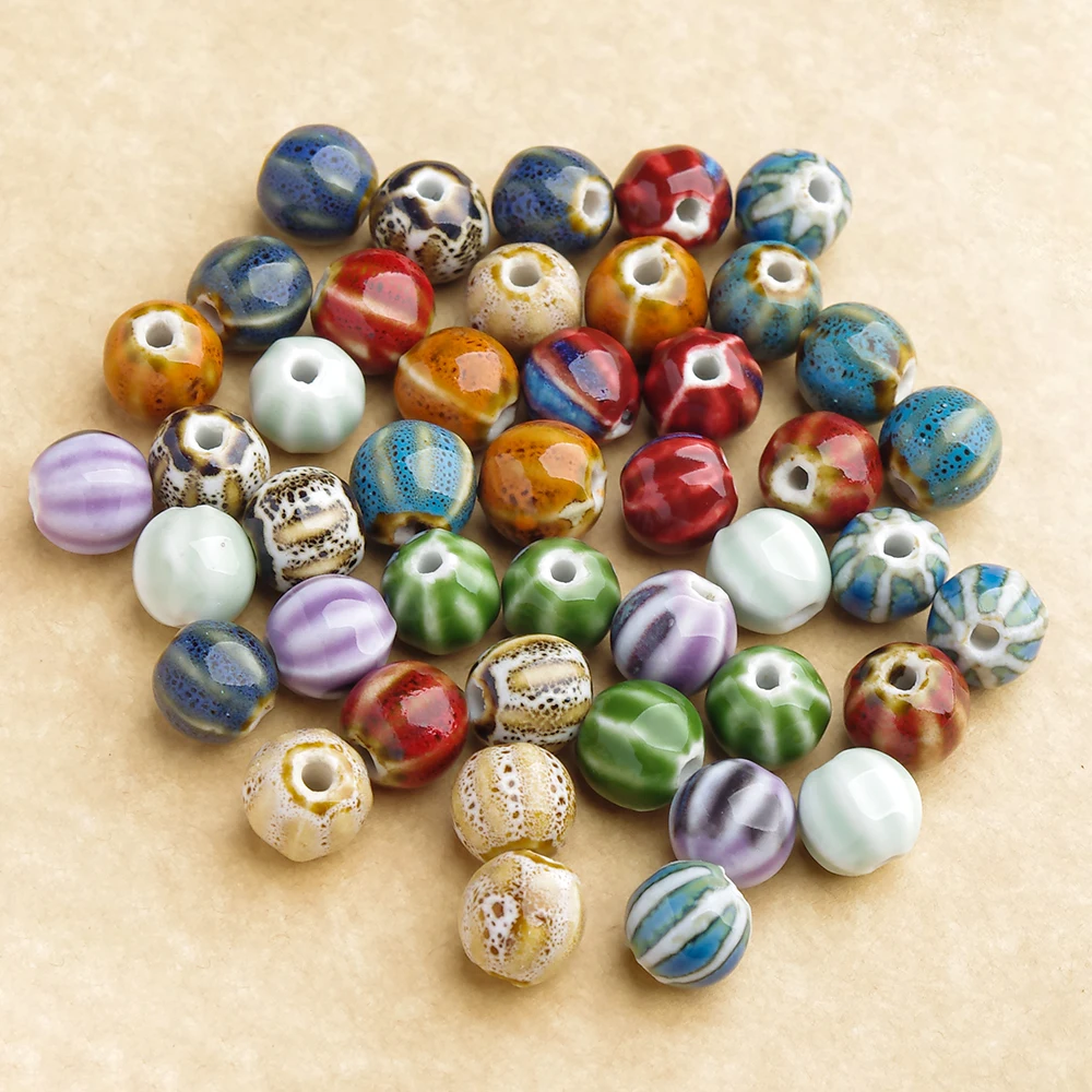 10-20pcs 11mm Ceramics Beads Pumpkin Loose Beads Colorful Glaze Beads Handmade Porcelain Beads for Jewelry Making Findings