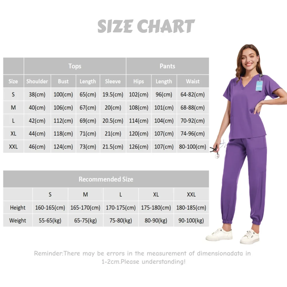 Damski zestaw medyczny do pielęgnacji, 11 kolorów, dekolt w serek, spodnie dresowe, strój dla lekarza, pielęgniarki, do salonu kosmetycznego, kliniki, komplety medyczne.