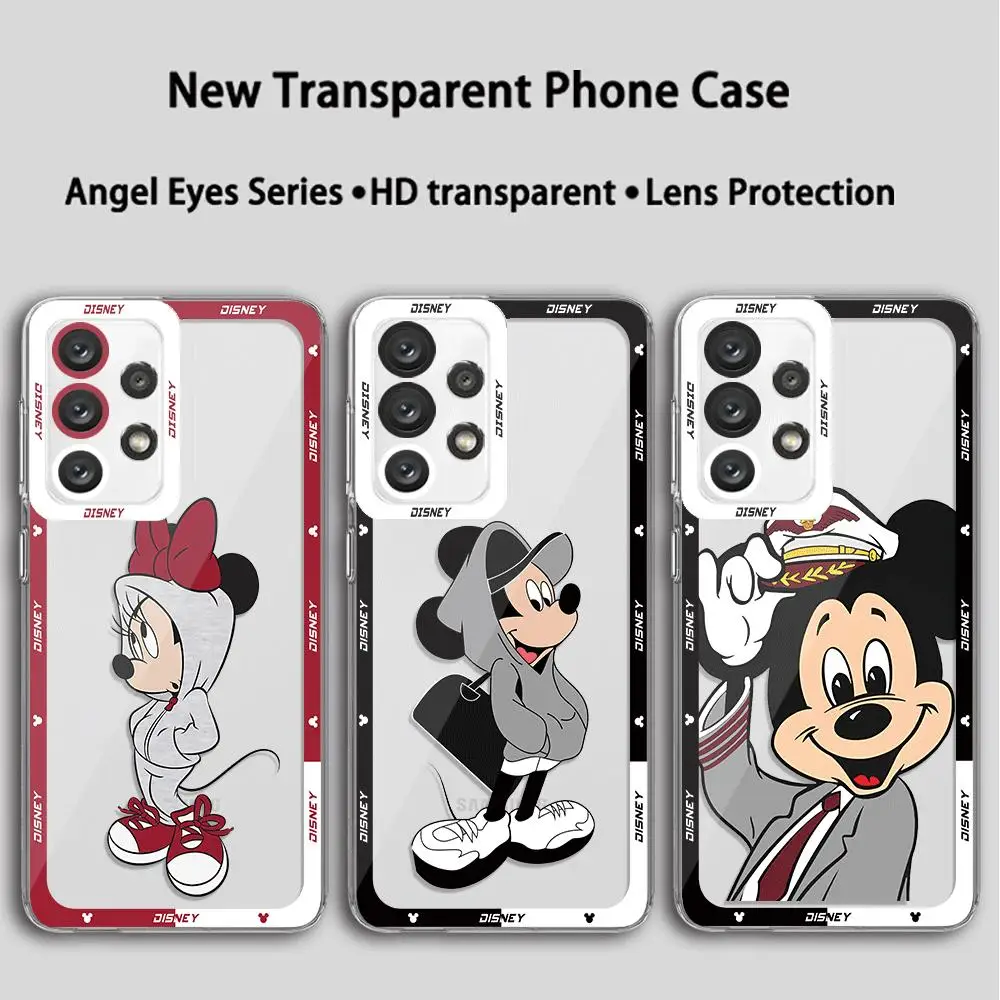 Disney Mickey Minnie Phone Case for Samsung Galaxy A22 A52 A32 A21s A31 A50 A50s A71 A72 A12 A51 4G 5G Clear Silicone Cover