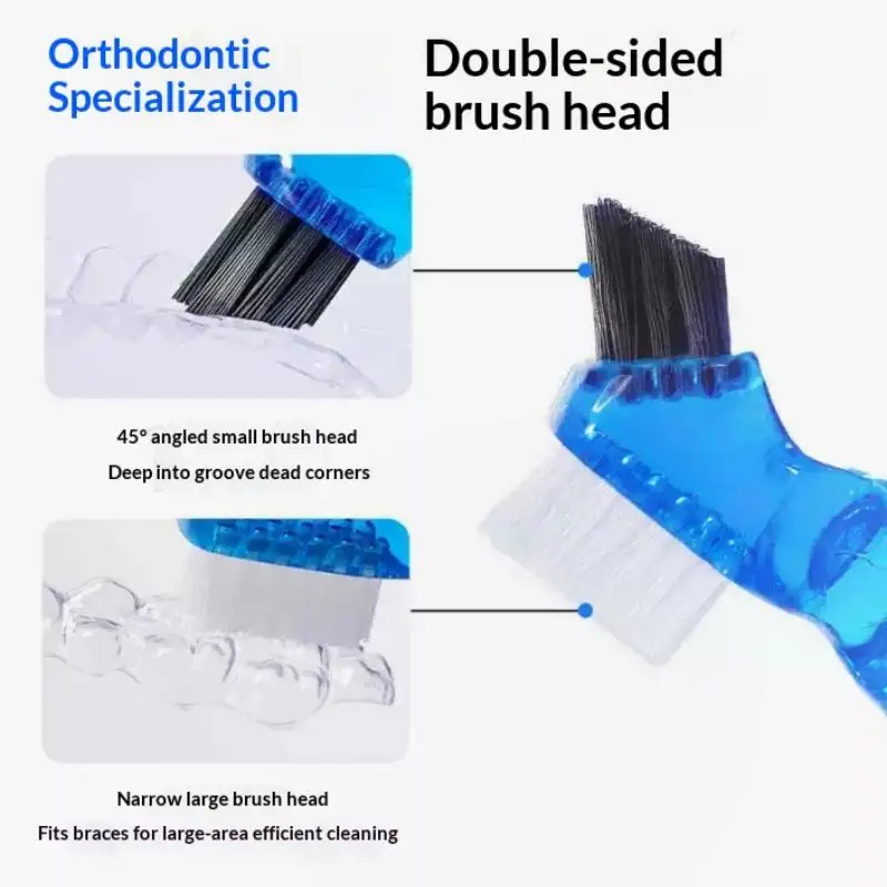 1Pcs Mini Denture Cleaning Brush Toothbrushes Invisible Braces Brushes Dual Heads False Teeth Brushes Descaling Brush Oral Care