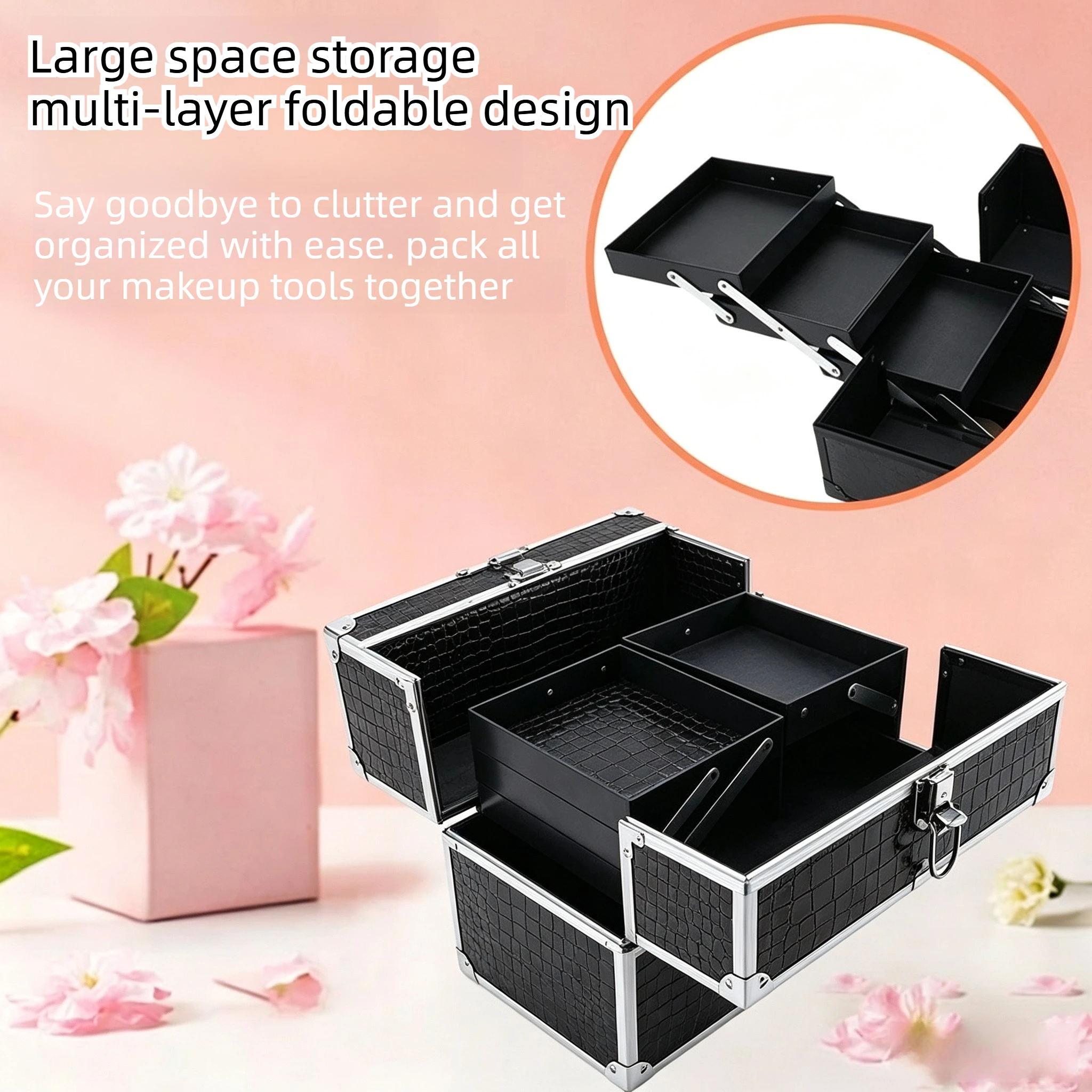 Professional Aluminum Alloy Cosmetic Case Large Capacity Multi-layer Portable Storage Box For Nail Tattoo Makeup Beauty Supplies
