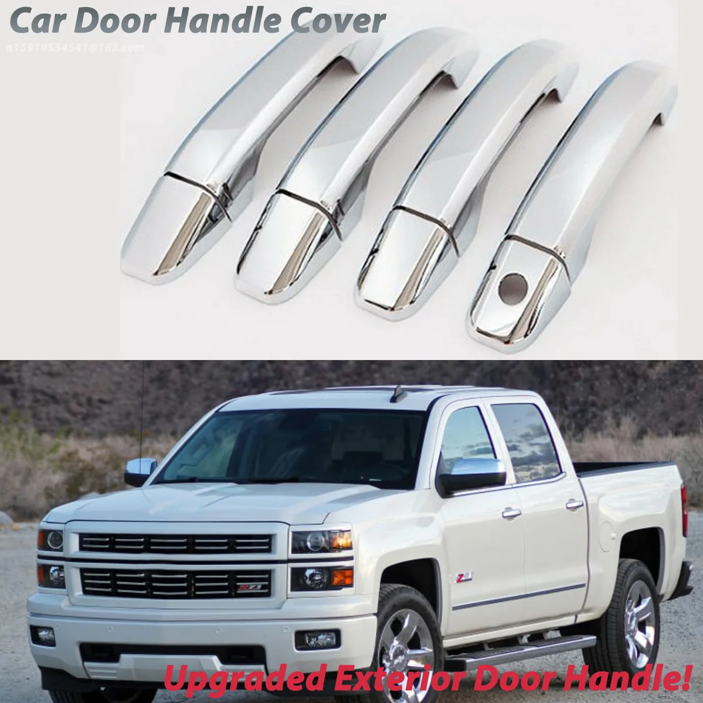 Door Handle Covers for 2015-2021 GMC Sierra / Chevrolet Silverado 1500 2500, Exterior Door Handle Trim Decorative Accessories