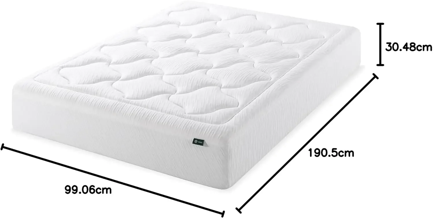 ZINUS 12 Inch Cloud Memory Foam Mattress, Fiberglass Free, Pressure Relieving, Bed-in-a-Box, CertiPUR-US Certified, Twin