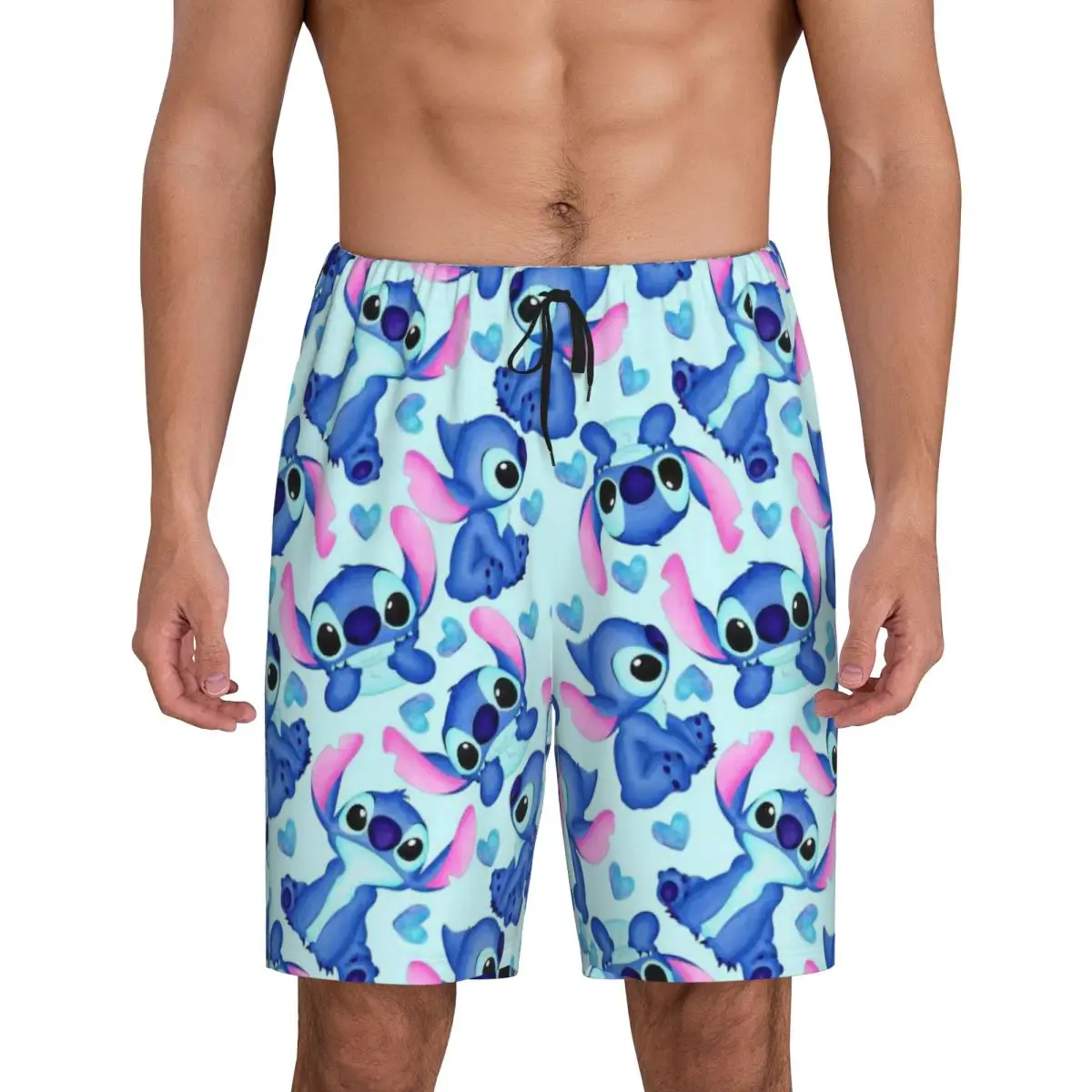 

Пижамные штаны Lilo Stitch с героями мультфильмов аниме манга, мужские шорты для сна, эластичная одежда для сна, пижамы с карманами