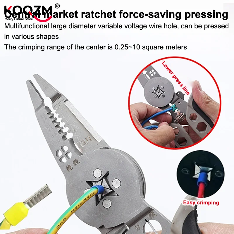 كهربائي متجرد الأسلاك متعددة الوظائف محددة كابل القاطع منحني الفم سلك متجرد العقص كماشة لف الأدوات اليدوية