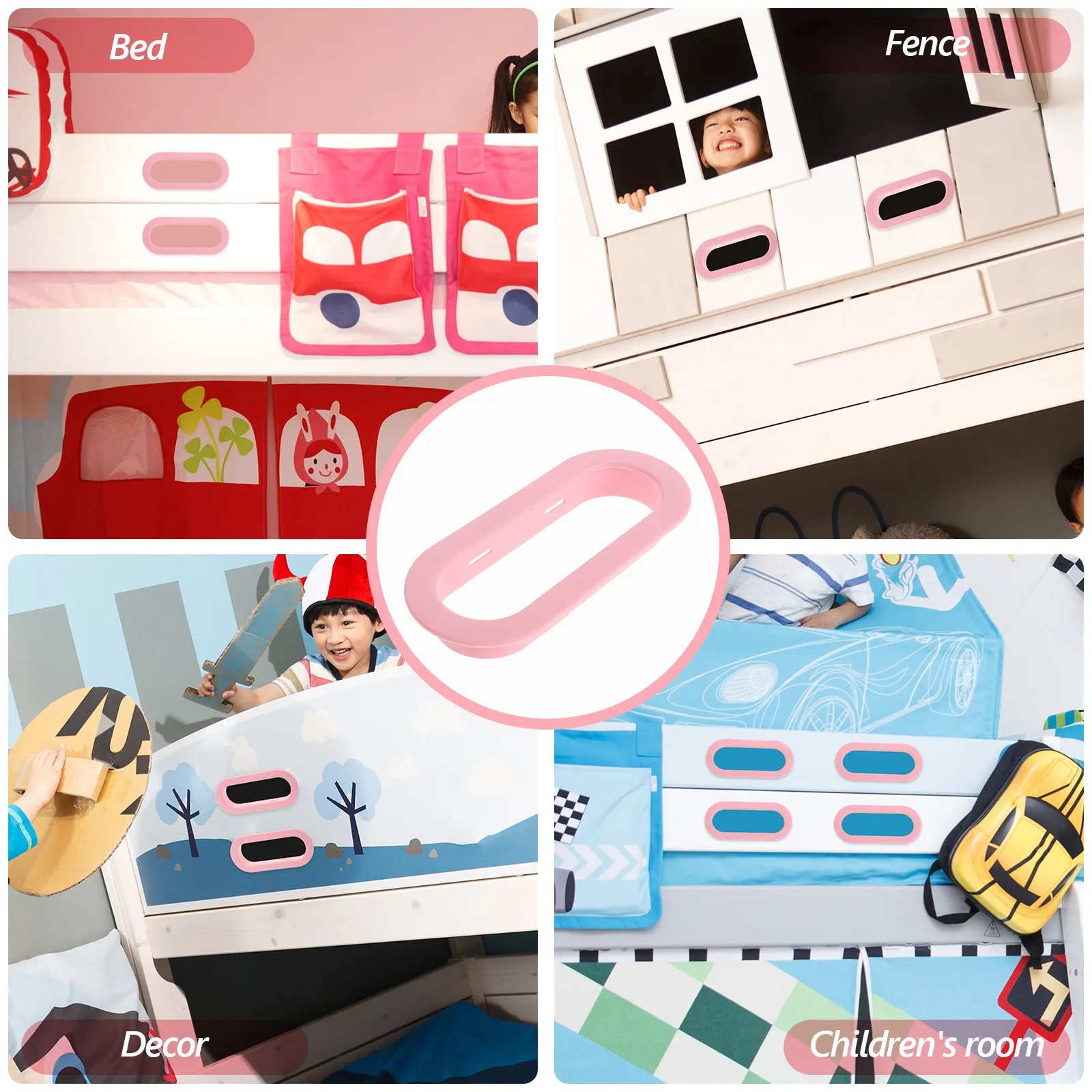 Immagine 7: 1 Paio di Anelli Ovali in Plastica ABS per Sponde Letto, Accessori di Sicurezza per Bambini, Decorazione per Letti a Castello