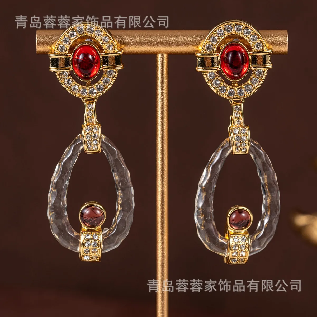 أقراط كلاسيكية متعددة الاستخدامات من الزجاج المتعثر مع أقراط الماس #3