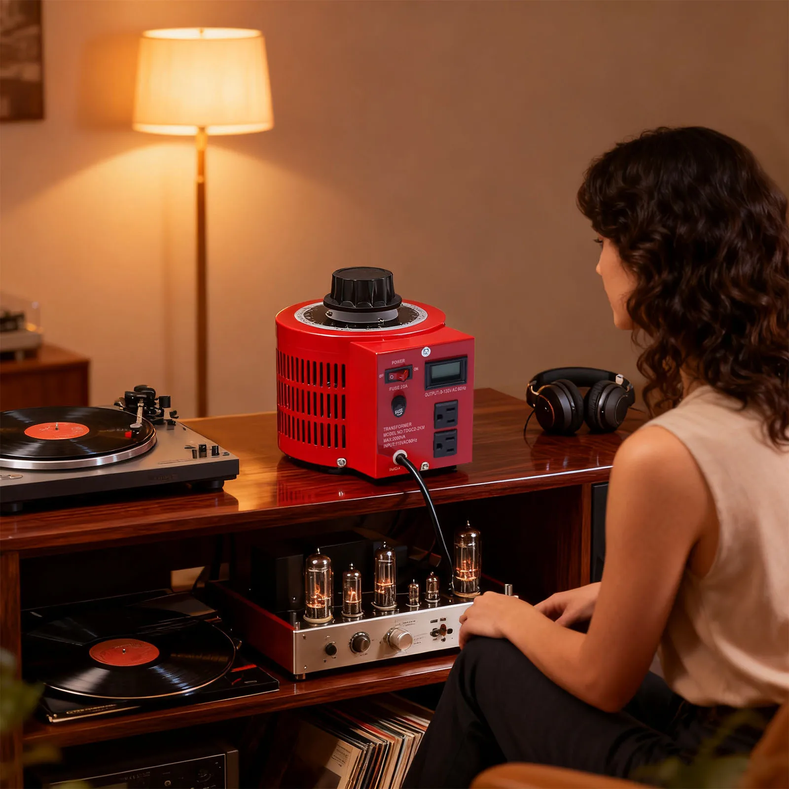 

Красный переменный трансформатор 2000 ВА, регулируемый выход, регулятор переменного напряжения переменного тока с высококачественной угольной щеткой, железо, медь