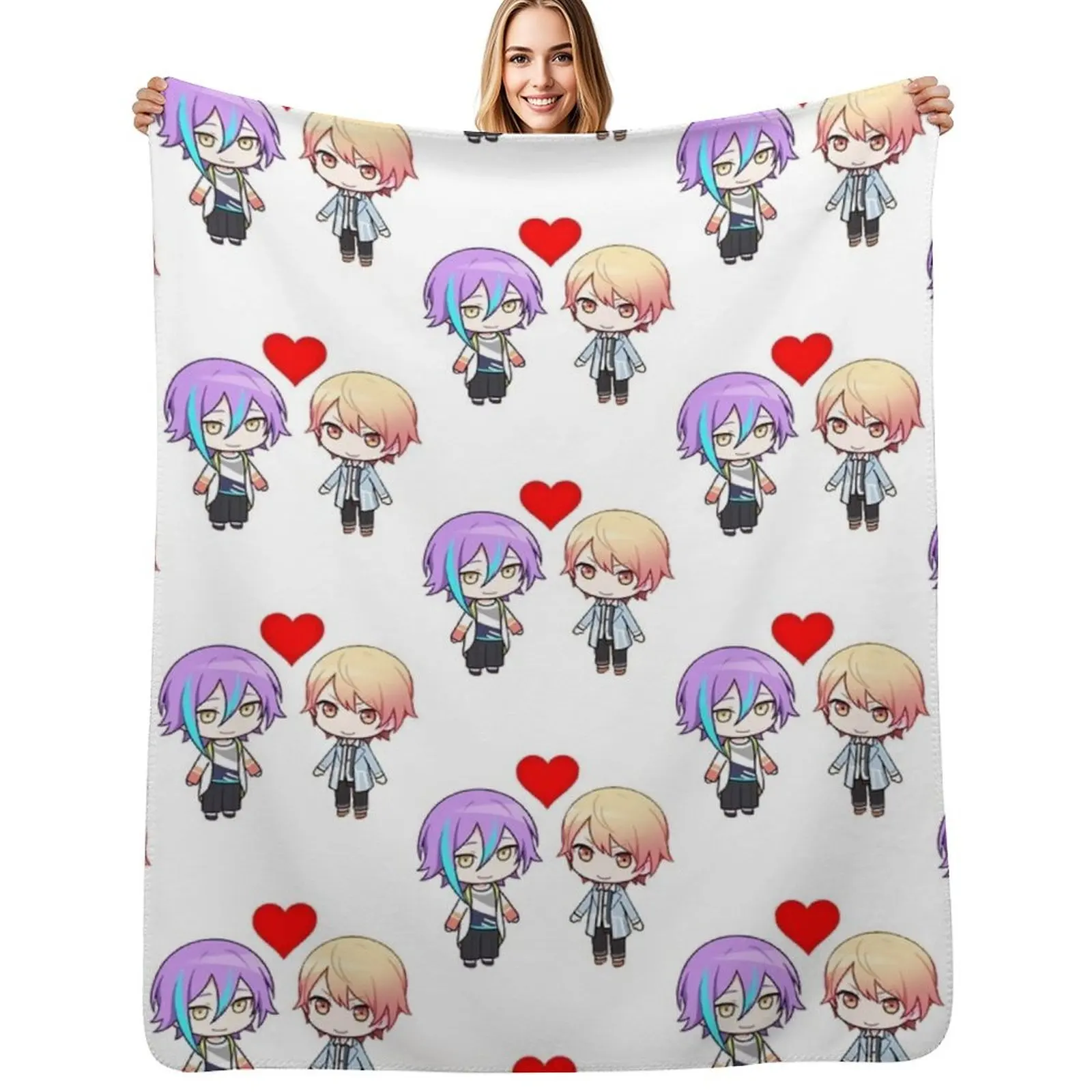 

rui kamishiro tenma tsukasa in love project sekai ruikasa Throw Blanket Cozy Napping Blanket Gift for Mom Dad