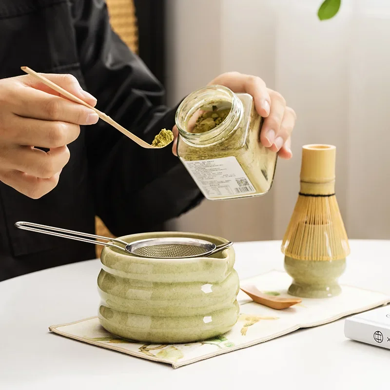 2/4//7PCS Ceramic Handmade Matchafor Home Temperature Resistant Matcha Bowl Scoop Set Elegant Easy to Clean Japanese Matcha Tea