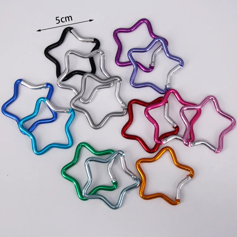 50pcs Creative Star Bone Shaped Aluminum Alloy Carabiner Travel Outdoor Key Keychain Water Bottle Buckle Party Gift Favor