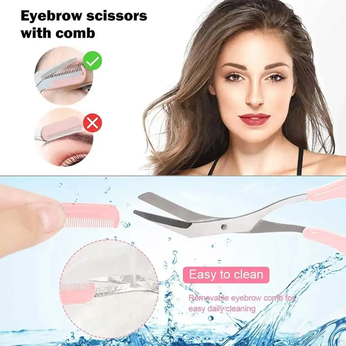 New Eyebrow Trimmer Set Stainless Steel Curved Eyebrow Razor, Eyebrow Scissors With Comb for Beginners