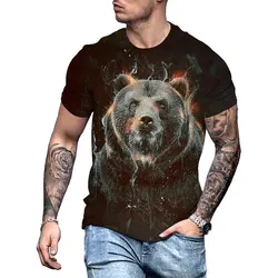Summer Bear 3D Print T-Shirts Streetwear Casual Men Women Fashion Oversized Short Sleeve T Shirt O-Neck Male Tees Tops Clothing