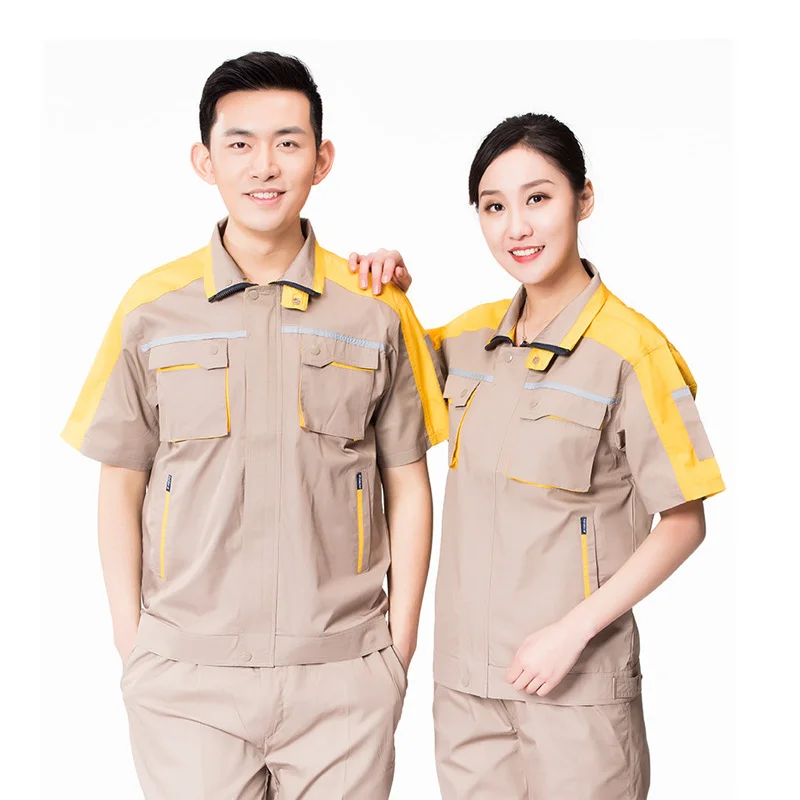 Unisex Summer Workshop Short Sleeves Workplace Work Clothes Overalls Worker Clothing Workwear Uniform Can be Customized Logo