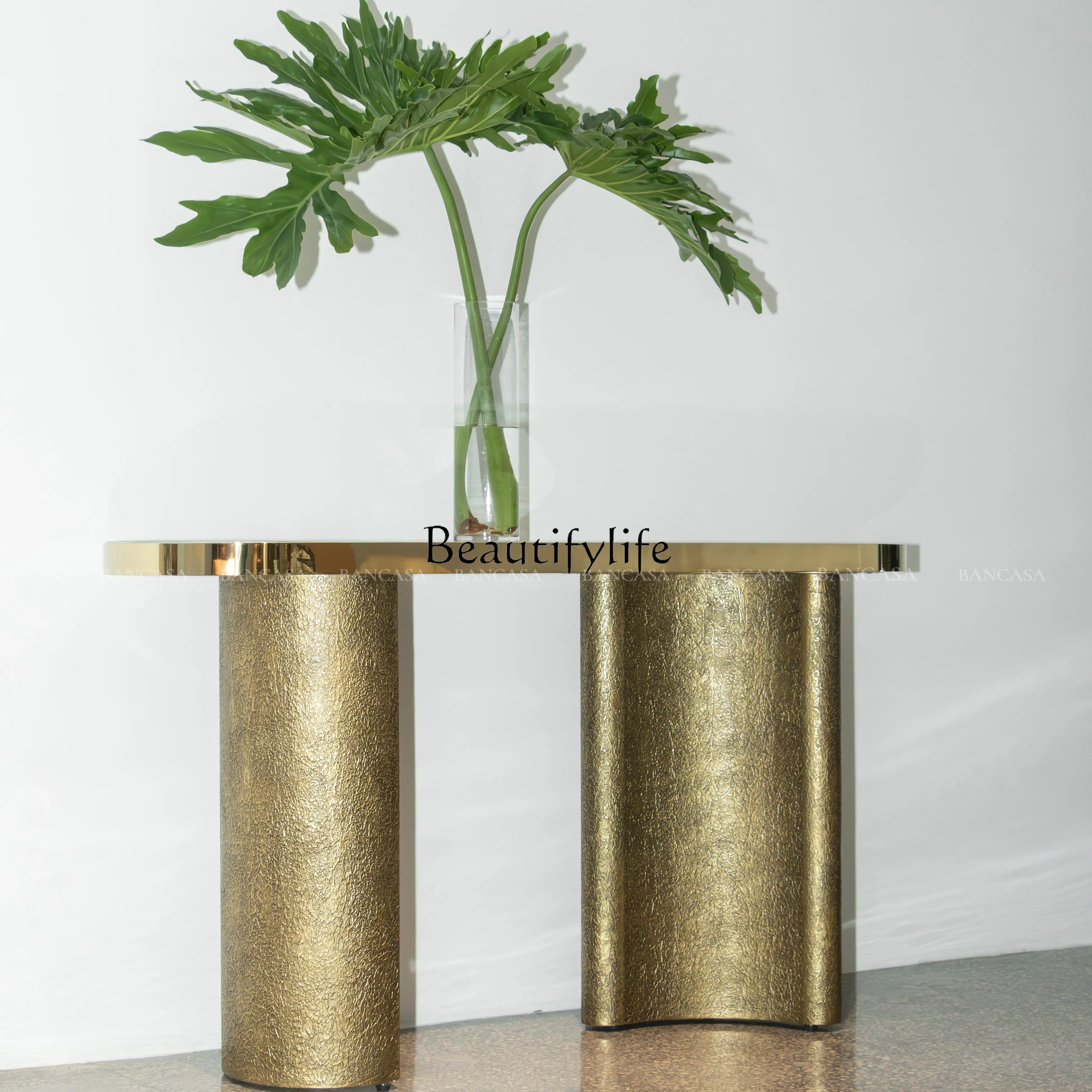 

09Light Luxury Artistic Marble Modern Minimalist Stainless Steel High-End Elegant Luxurious Entrance