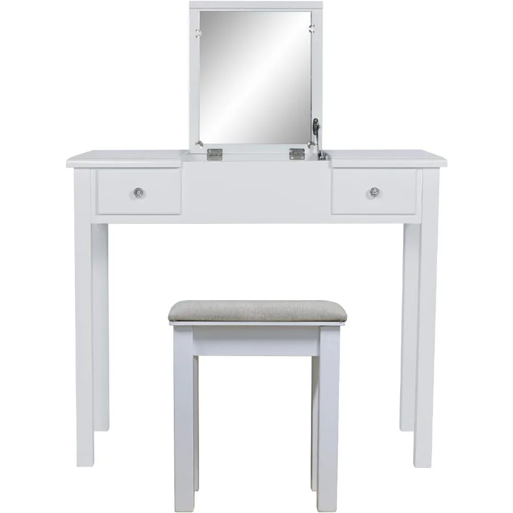 Vanity Desk with Flip Top Mirror and Tool Set Dressing Table Makeup Desk Large Storage Capacity Work