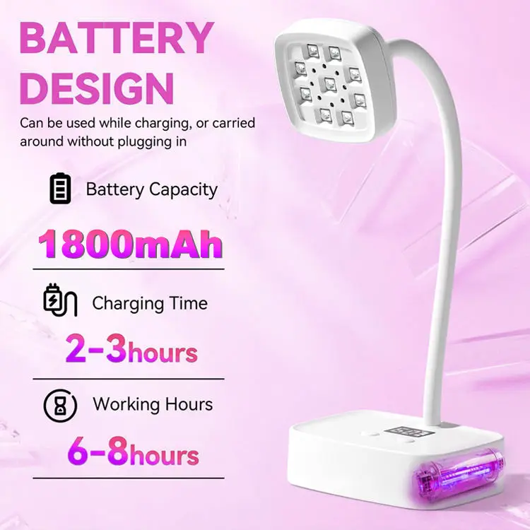 Portable Mini UV Gel Led Nail Lamp USB Rechargeble Cordless 30W 4 Timers Setting Fast Curing Lamps For Polish 3D Gel Nail