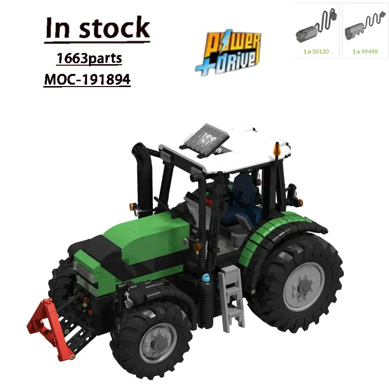 MOC-191894Green New Model Agricultural Tractor 1:17 Building Block Model1663 Parts MOC Creative Kids Birthday Building Block Toy