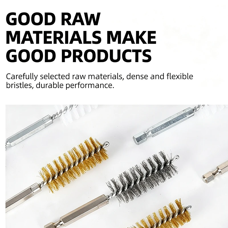 6pcs Wire Brush Set 1/4 Inch Hex Shank Steel Brass Bristles For Power Drill Rust Paint Removing Deburring Cleaning