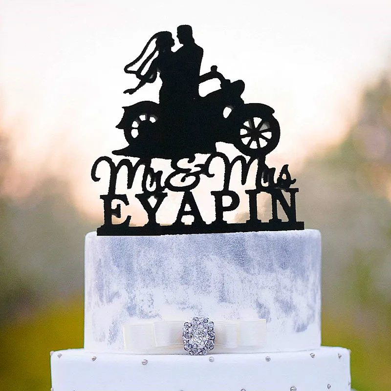 Cake Toppers Personalized Biker Wedding Motorcycle Mr and Mrs Cake Topper Live To Ride Vintage Motorcycle Couple Topper Motorcyc