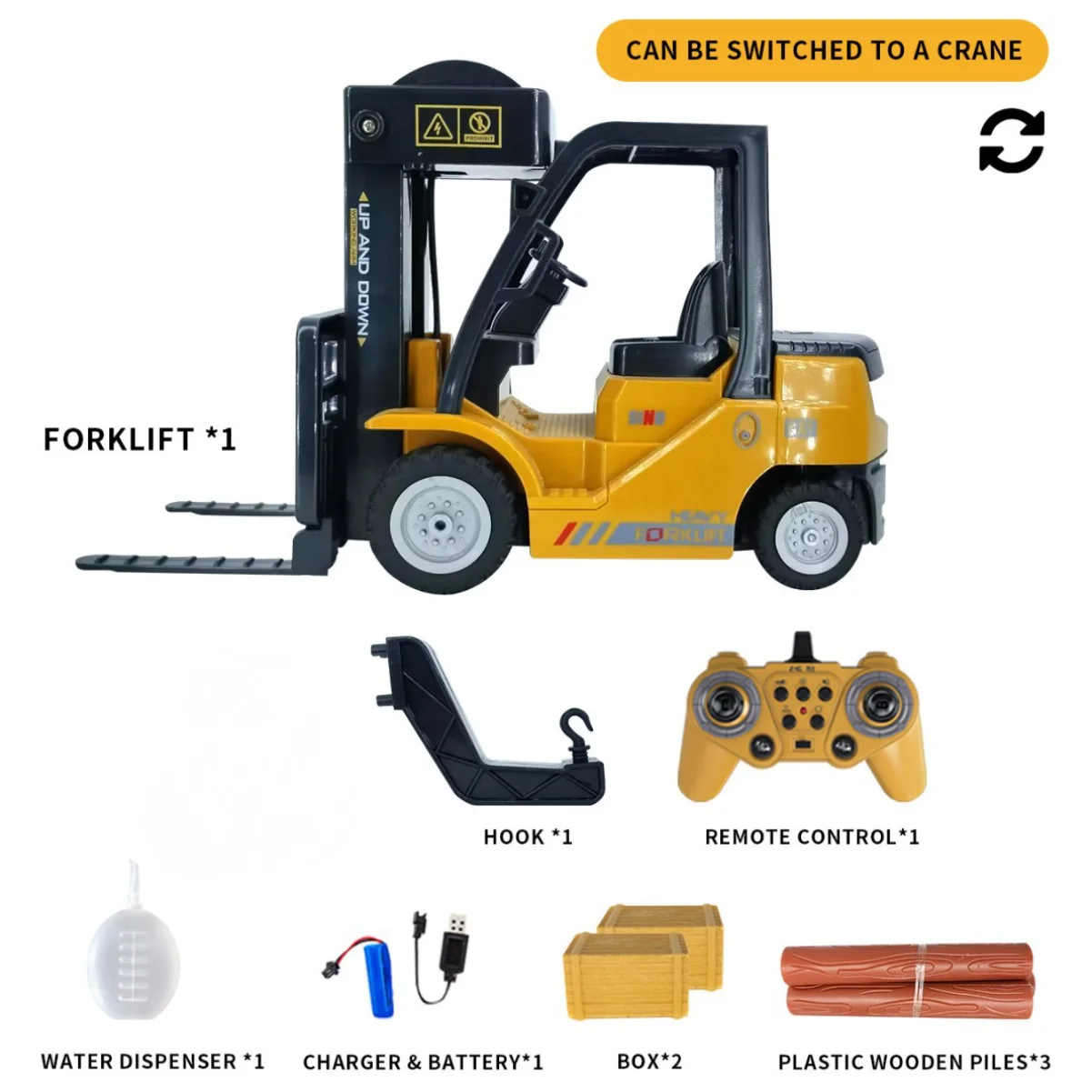 2.4G 11CH RC Forklift Trailer Lights Music Spray 1:24 Heavy Truck Car Model Remote Control Flatbed Trailer Toy for Children Gift