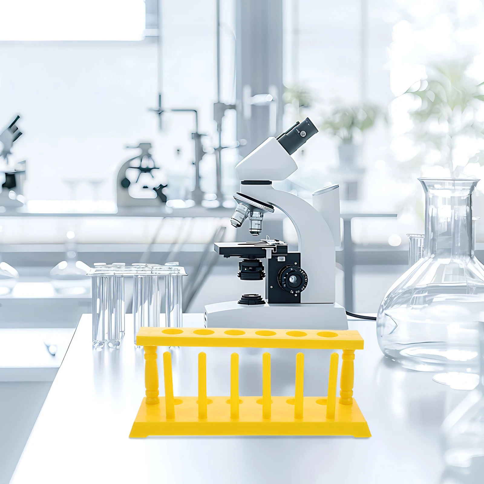 

1pcs Plastic Test Tube Rack 6 Holes Equipment Easy Clean Portable School Lab Supplies Tube Organizer Vial