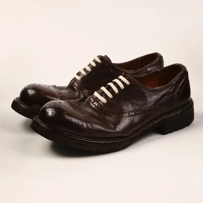 

Designer Shoes Men Washed Horseh Handmade Genuine Leather Oxfords Youth Casual Cowhide Office Wedding Dress Leather Shoes