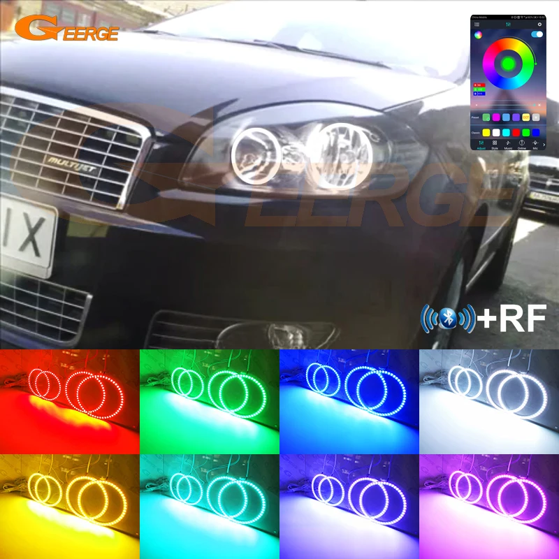 

For Fiat Linea 2007 2008 2009 2010 2011 2012 - 2018 Bluetooth APP Multi-Color Ultra Bright RGB Led Angel Eyes Kit Halo Rings