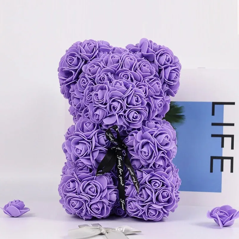 1pc Valentine\'s Day Gift Creative Rose Bear Gift Box PE Flower Romantic Foam Bear Hug Bear