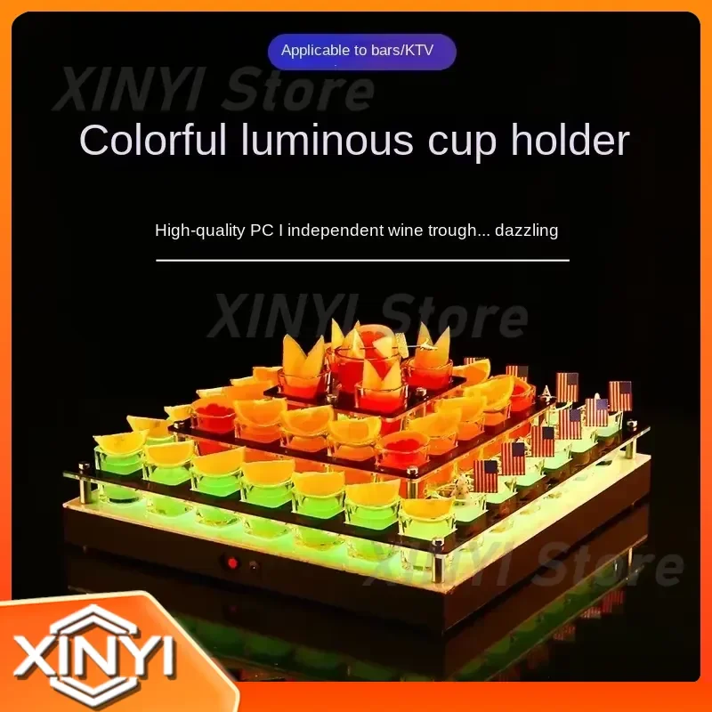 Glow Bar Rack for Nightclub Cocktail Bar KTV Tavern Wine Rack with Bullet Cup Storage Luminous Bar Accessories Ambient