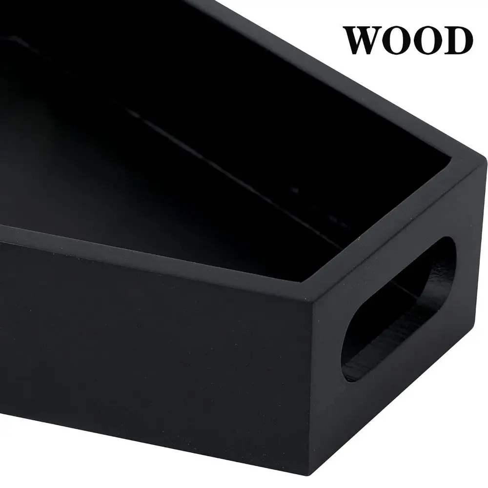 Handicraft Wooden Coffin-shaped Tray Easy to Install High-strength Gothic Storage Tray Rust-proof Black Storage Box Cosmetic