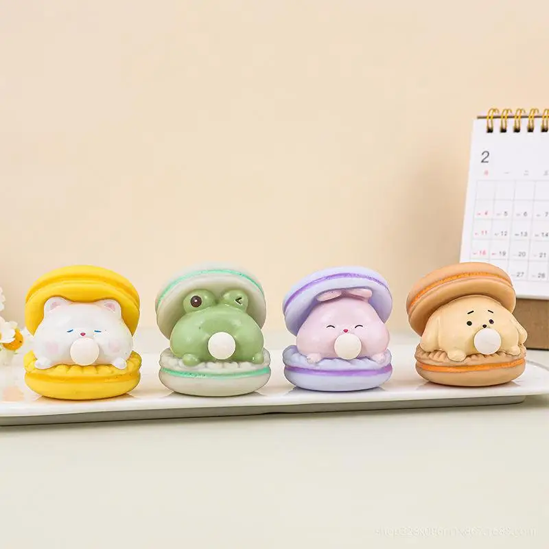2Pcs Macaron Burger Blows Bubbles Office Stress Relief Ornaments Children Decompression Toy Gift Cartoon Pinch Toy Color random