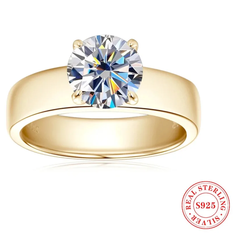 Moissanite 2CT Engagement Wedding For Women Men Solitaire Ring Jewelry Gifts 925 Sterling Sliver