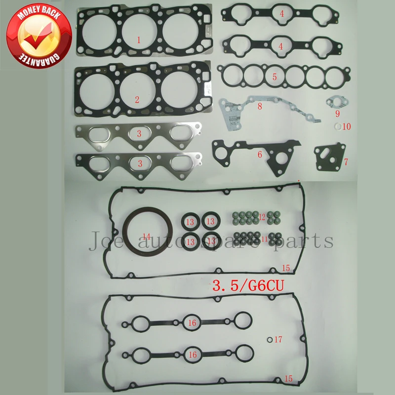 G6CU V6 Engine Full gasket set kit for Hyundai Terracan 3.5L KIA Sorento 3.5L 20910-39D00 50314000