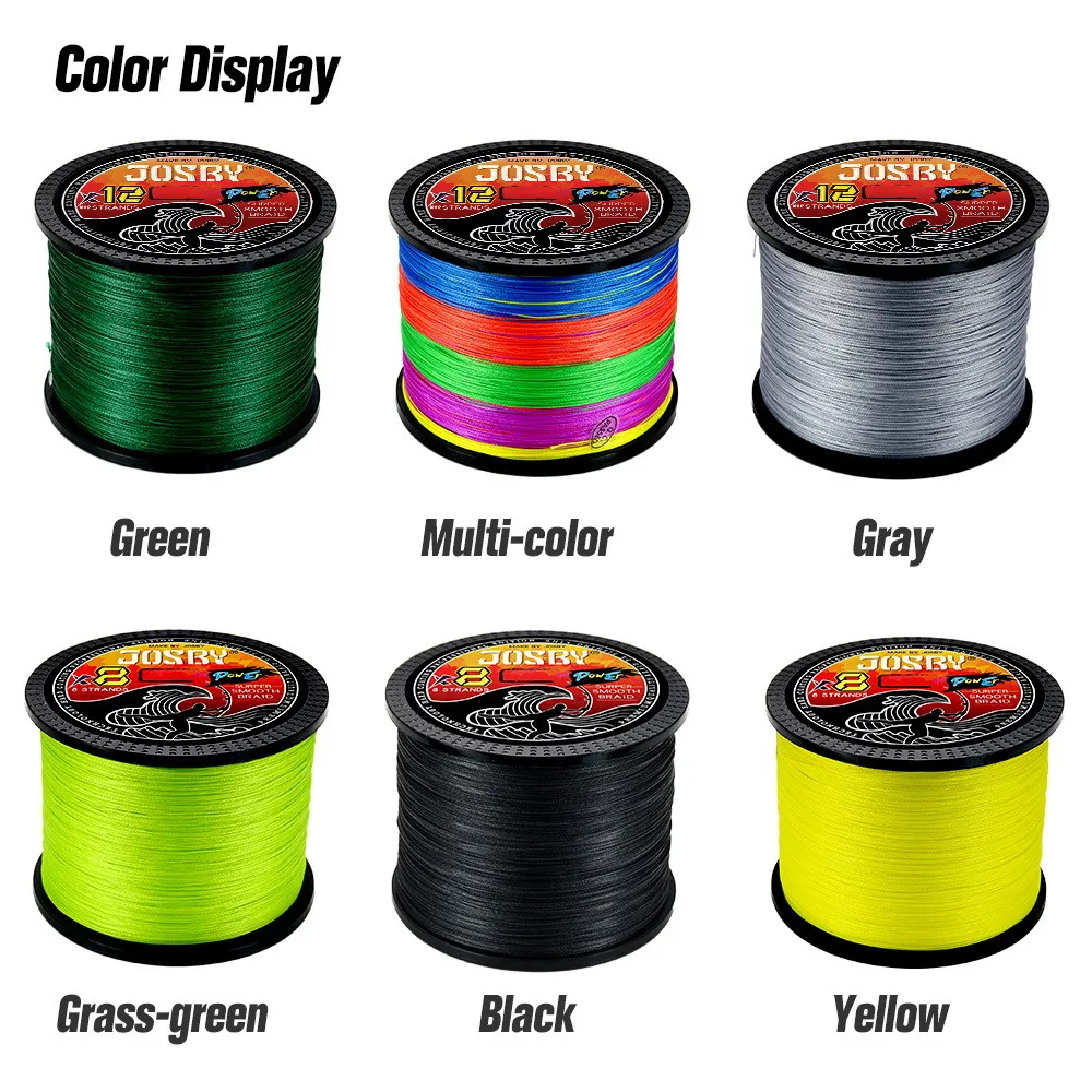 JOSBY X12 Geflochtene Angelschnur 500M 300M 1000M Multifilament Salzwasser PE Karpfen Draht MultiColor Japan Super starke Zubehör – Detail 14